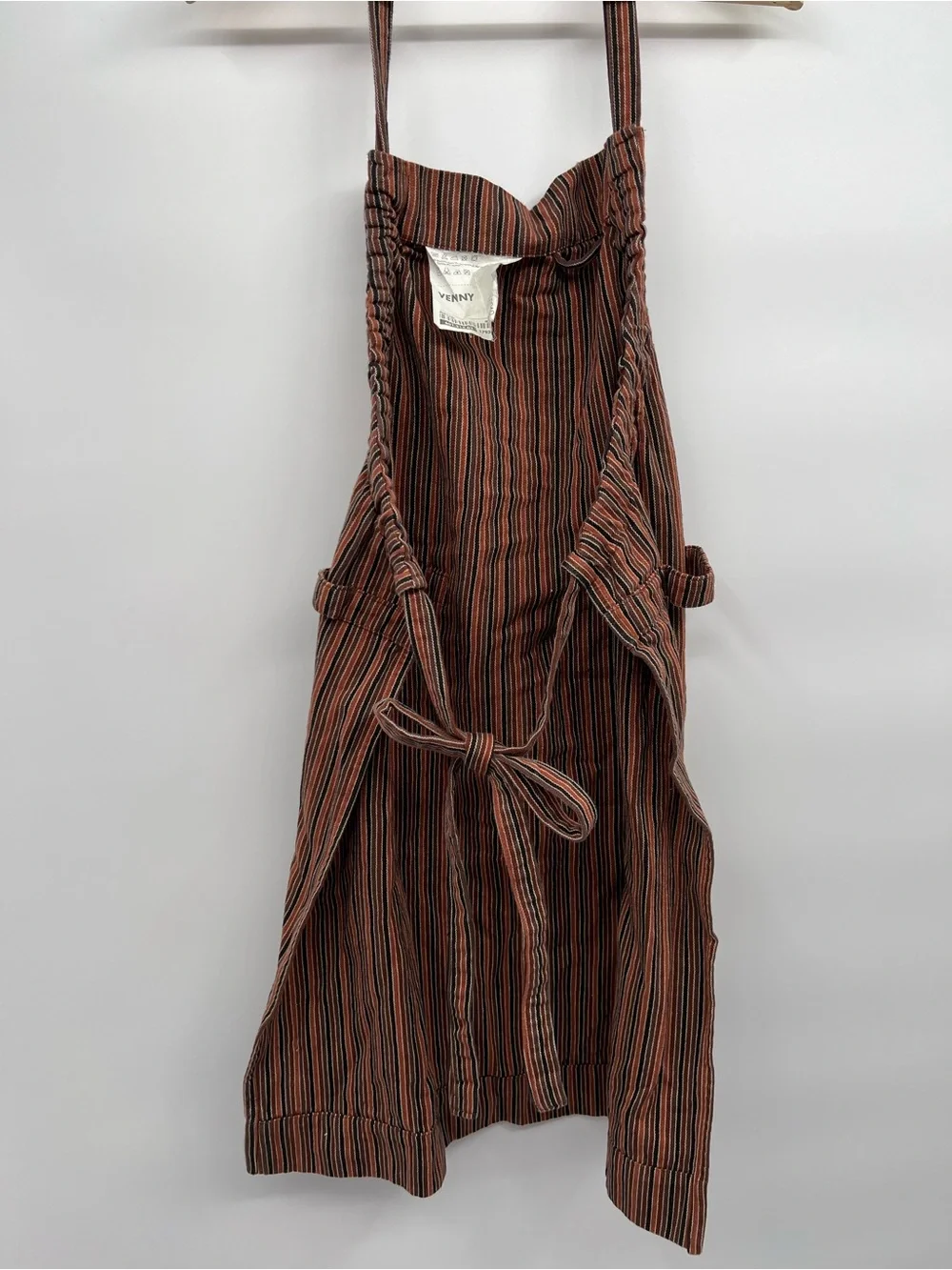 IKEA Apron Rust and Black Narrow-Striped Woven Fabric Panel